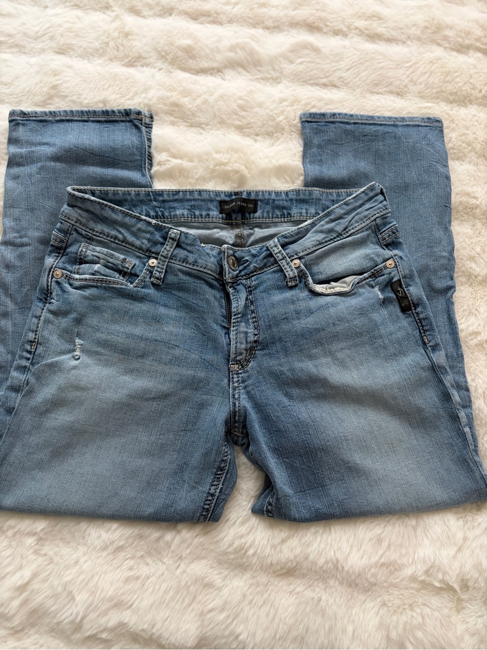 Silver Jeans Faded Light Blue Skinny Jeans